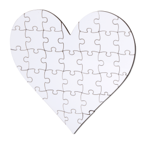 Wood Puzzle (AMERICAN Hardboard) Heart Shape 197x218mm 35pcs.